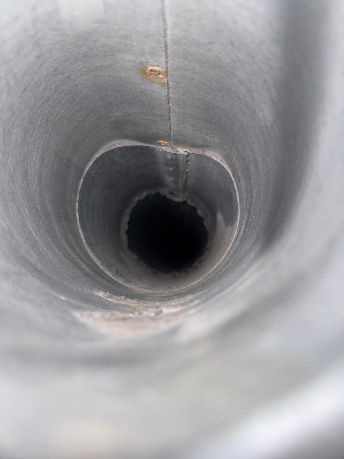 After: the same McLean dryer vent duct cleared of lint and cleaned